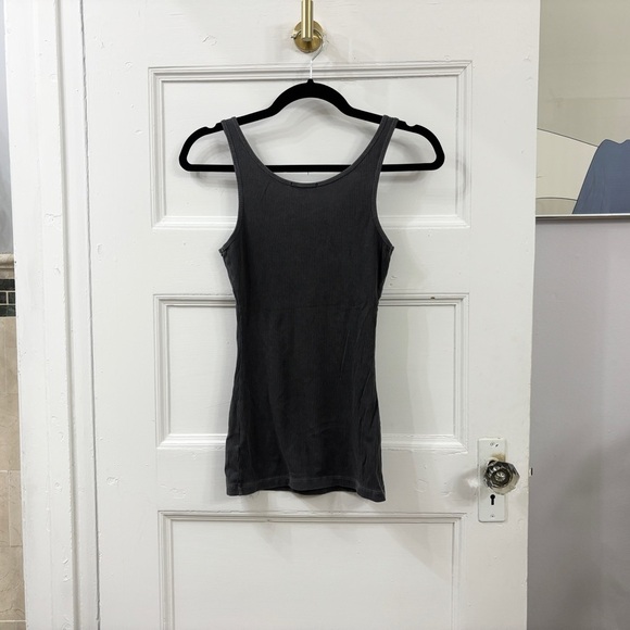 James Perse Longline Ribbed Sleeveless Gray Ribbed Tank Top - Sz 1 - Picture 6 of 12